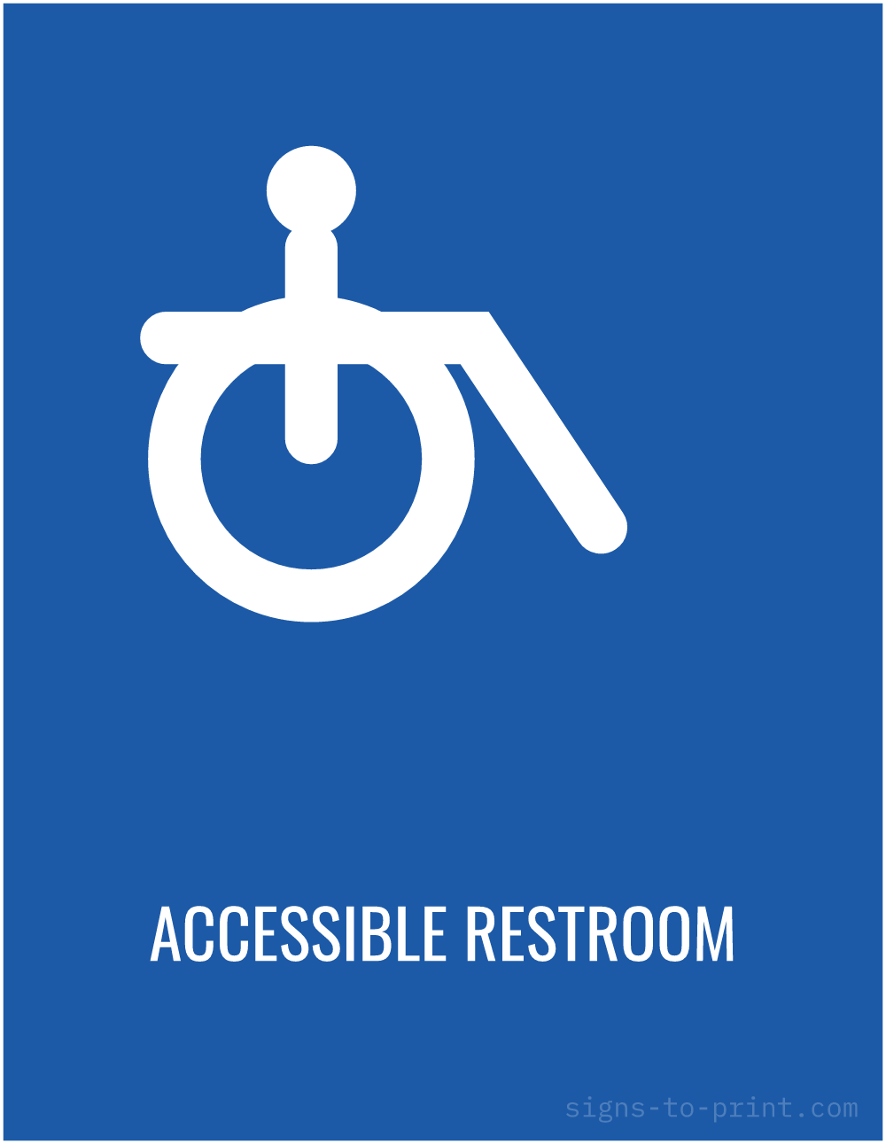 Free printable Accessible Restroom sign, Blue / White, 8.5x11 in