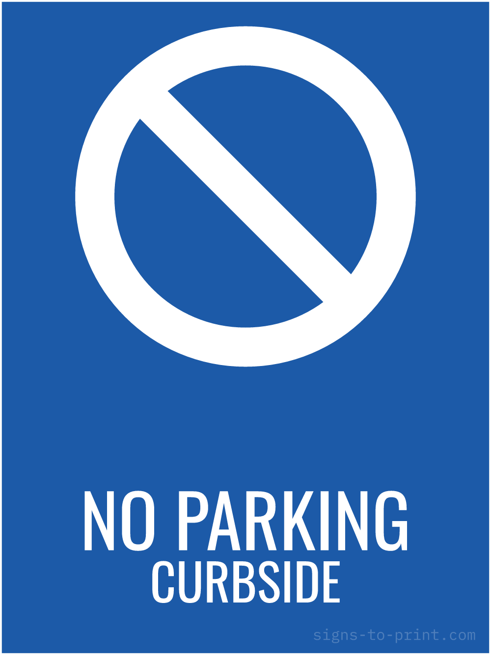 Free printable No Parking Curbside 18 x 24 sign, Blue / White, 18 x 24 download
