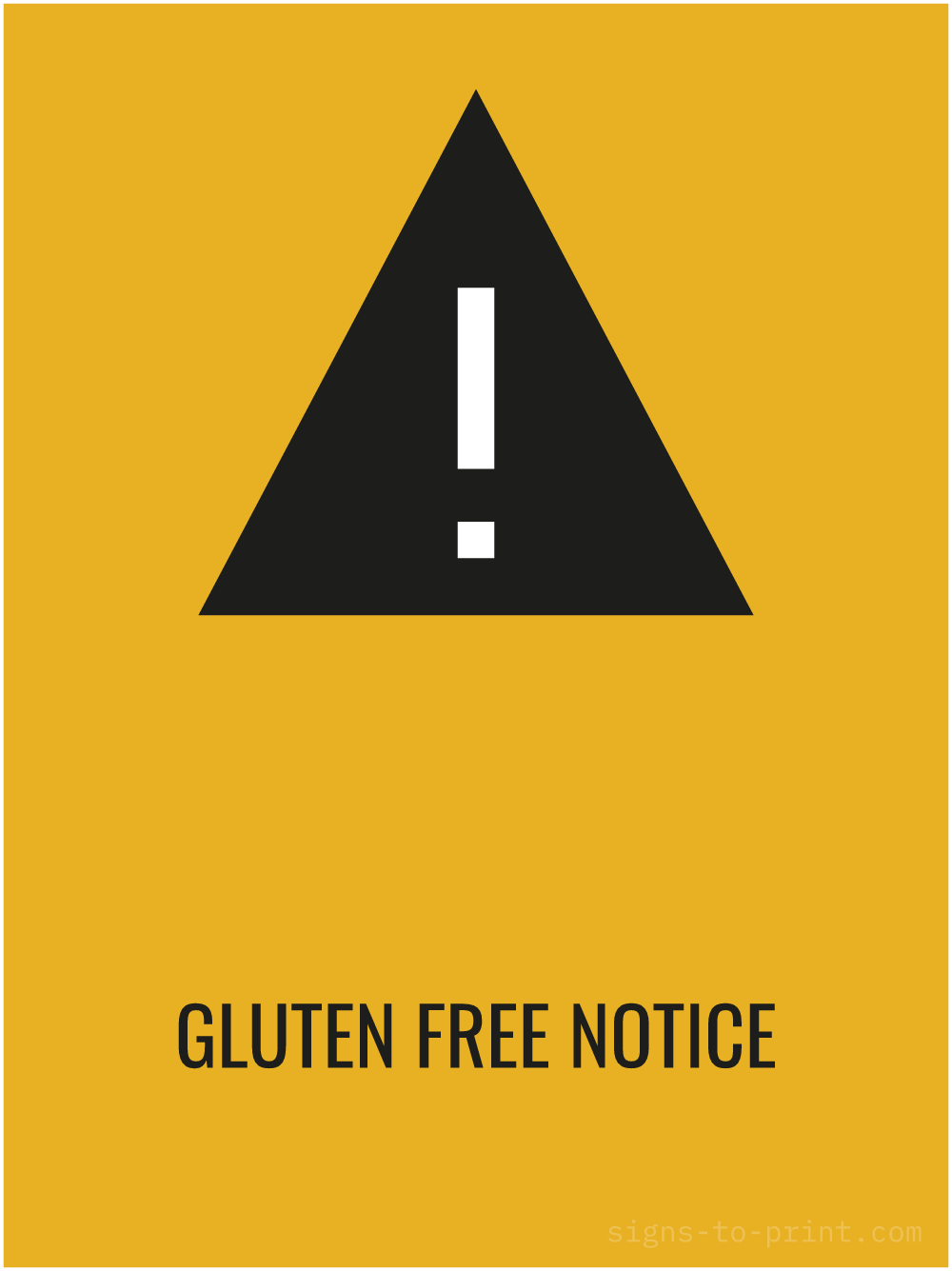 Free printable Gluten Free Notice 18 x 24 sign, Orange / Black, 18 x 24 download