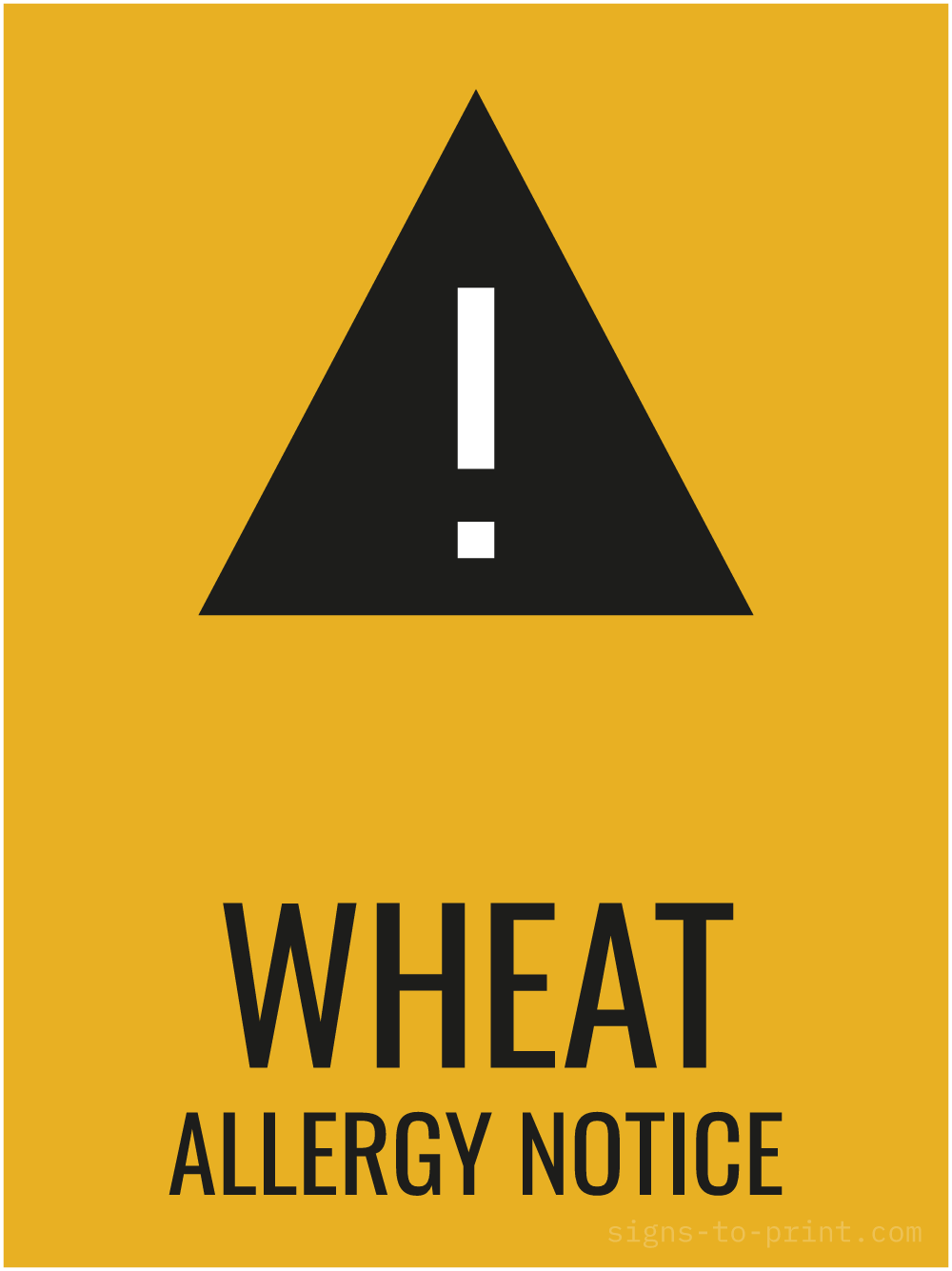 Free printable Wheat Allergy Notice 18 x 24 sign, Orange / Black, 18 x 24 download