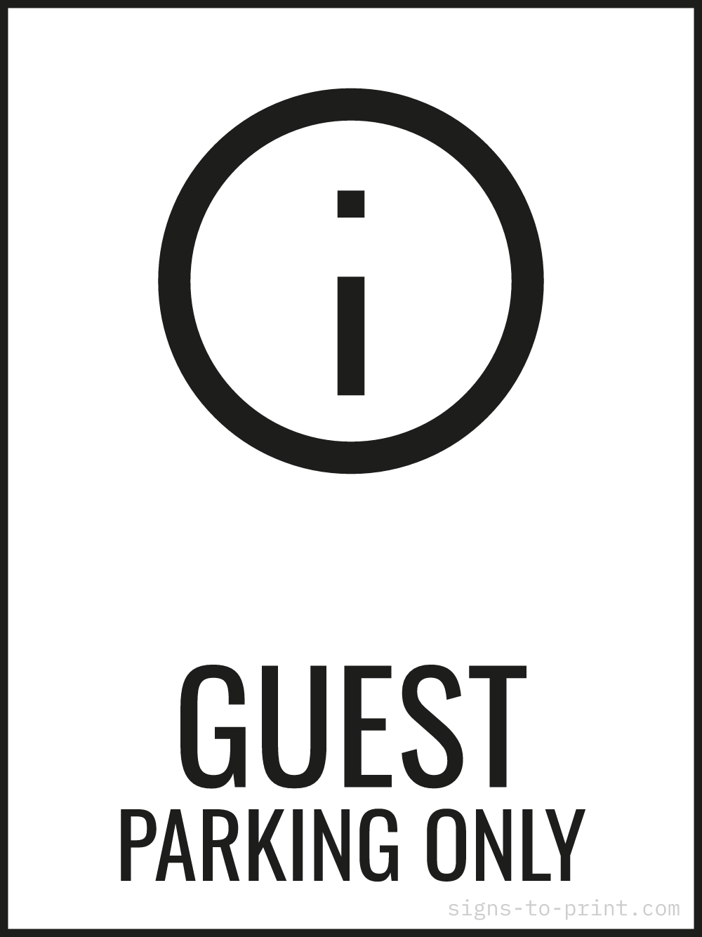Free printable Guest Parking Only 18 x 24 sign, Black / White, 18 x 24 download