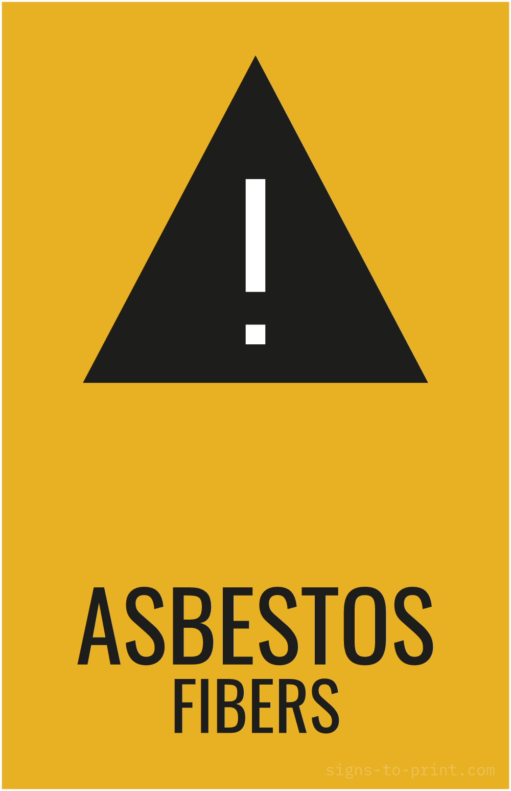 Free printable Asbestos Fibers 11 x 17 sign, Orange / Black, 11 x 17 download
