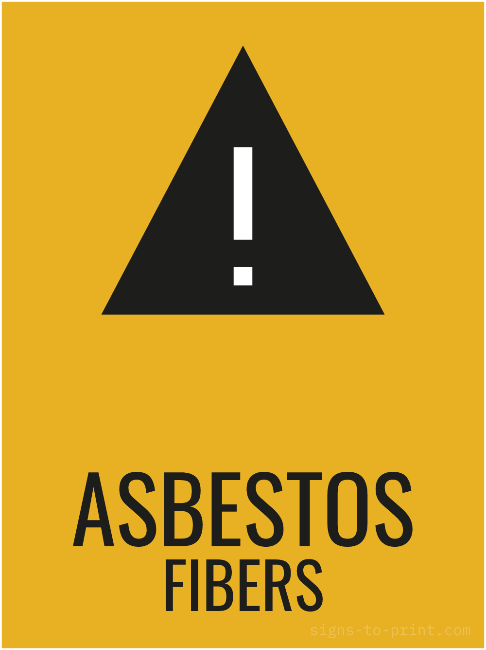 Free printable Asbestos Fibers 18 x 24 sign, Orange / Black, 18 x 24 download