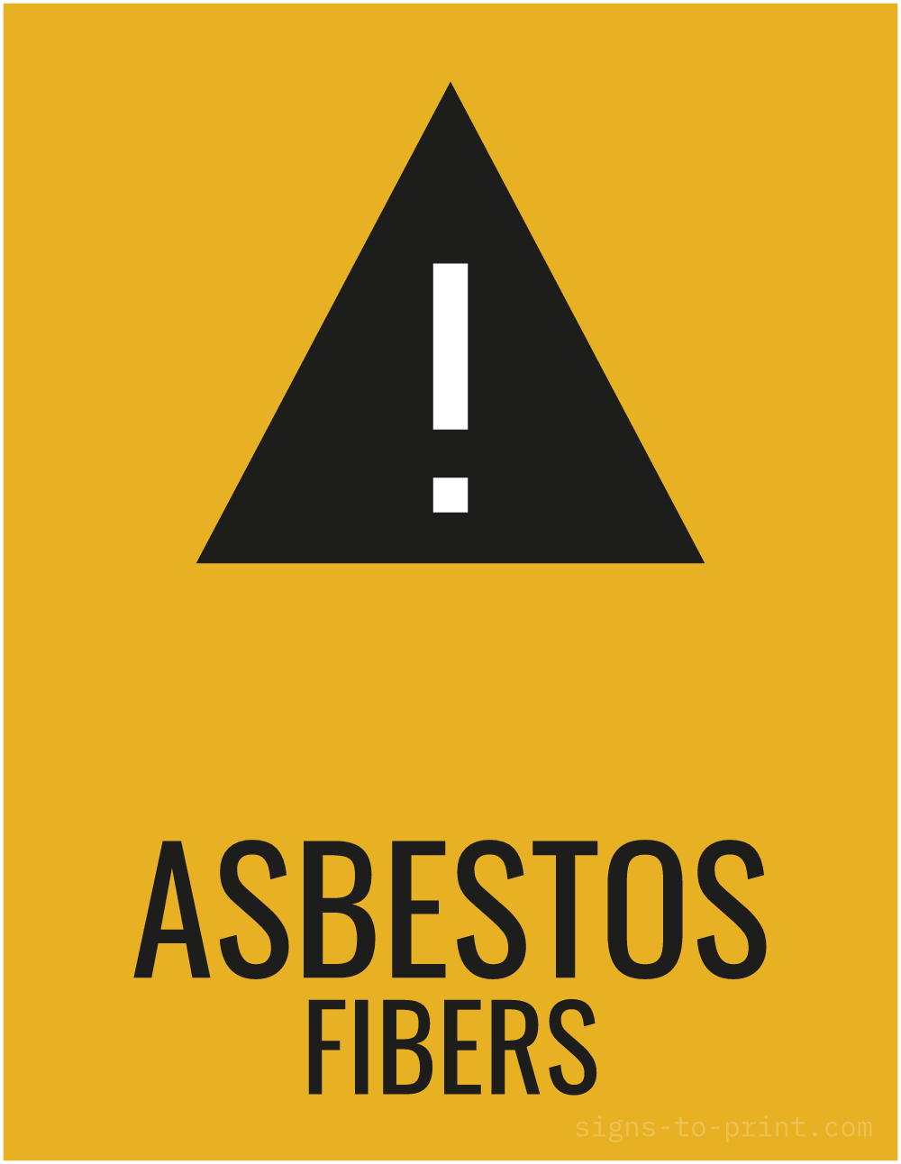Free printable Asbestos Fibers 8.5 x 11 sign, Orange / Black, 8.5 x 11 download