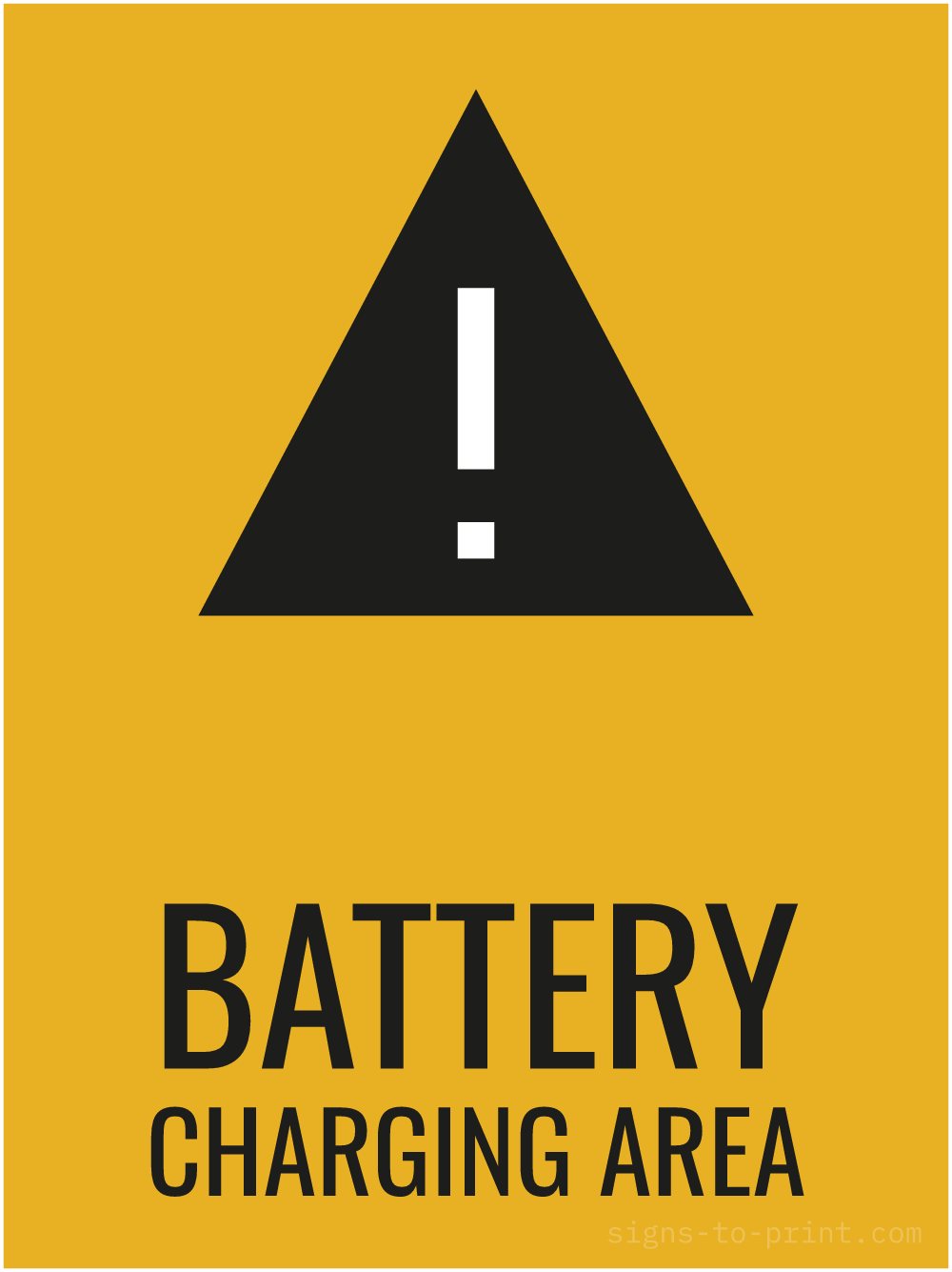 Free printable Battery Charging Area 18 x 24 sign, Orange / Black, 18 x 24 download