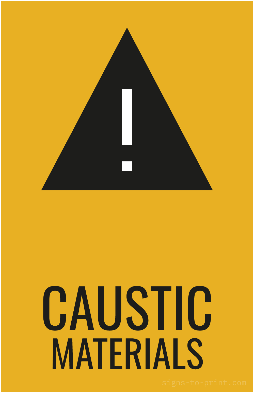 Free printable Caustic Materials 11 x 17 sign, Orange / Black, 11 x 17 download