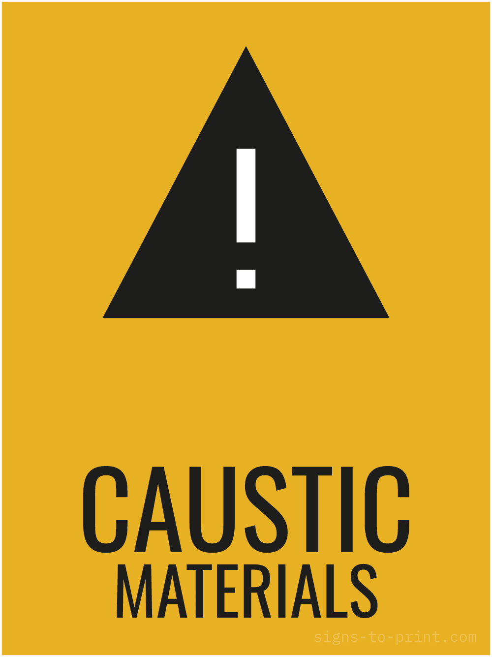 Free printable Caustic Materials 18 x 24 sign, Orange / Black, 18 x 24 download
