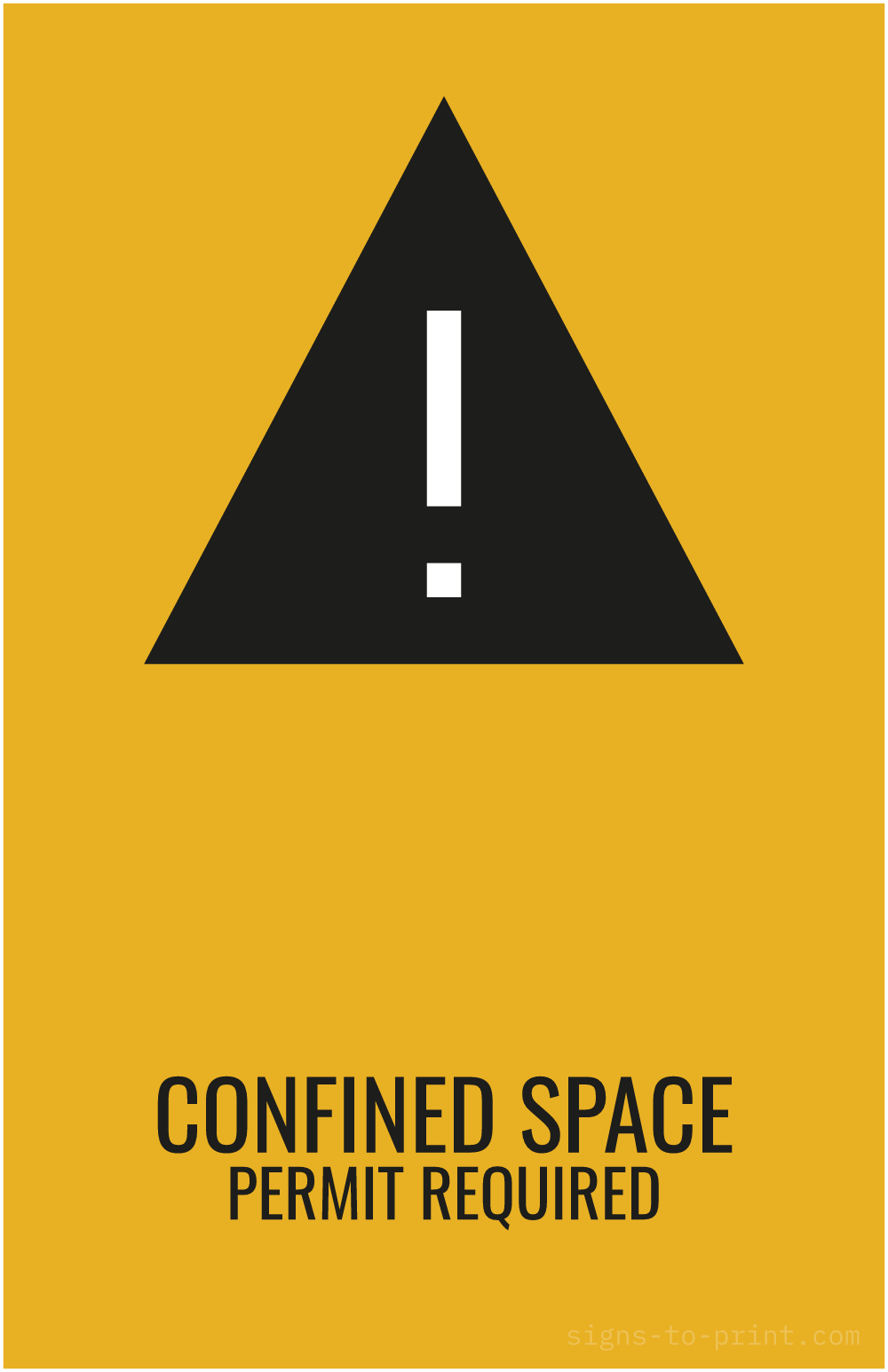 Free printable Confined Space Permit Required 11 x 17 sign, Orange / Black, 11 x 17 download