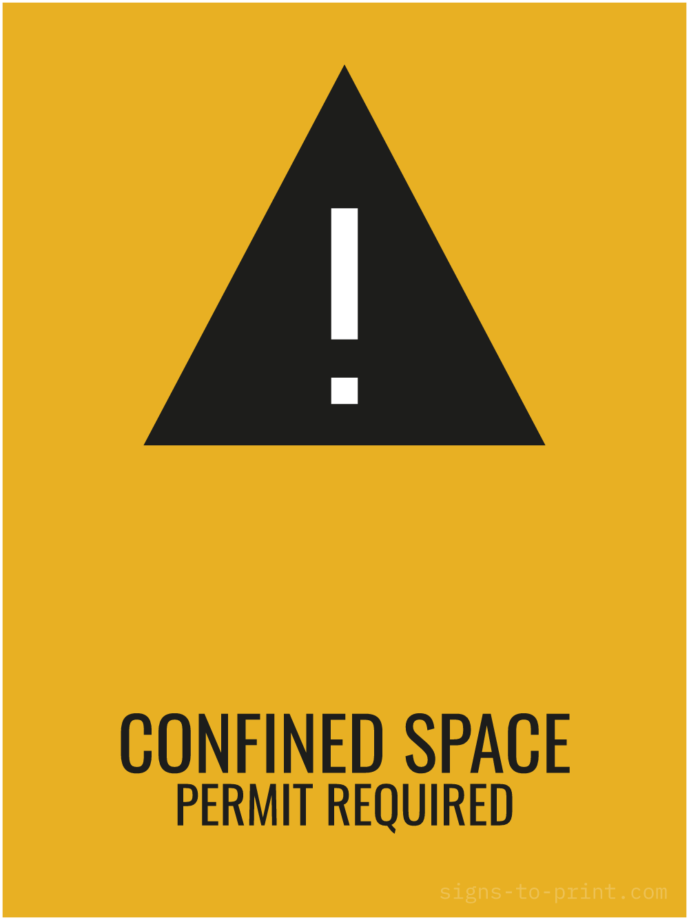 Free printable Confined Space Permit Required 18 x 24 sign, Orange / Black, 18 x 24 download