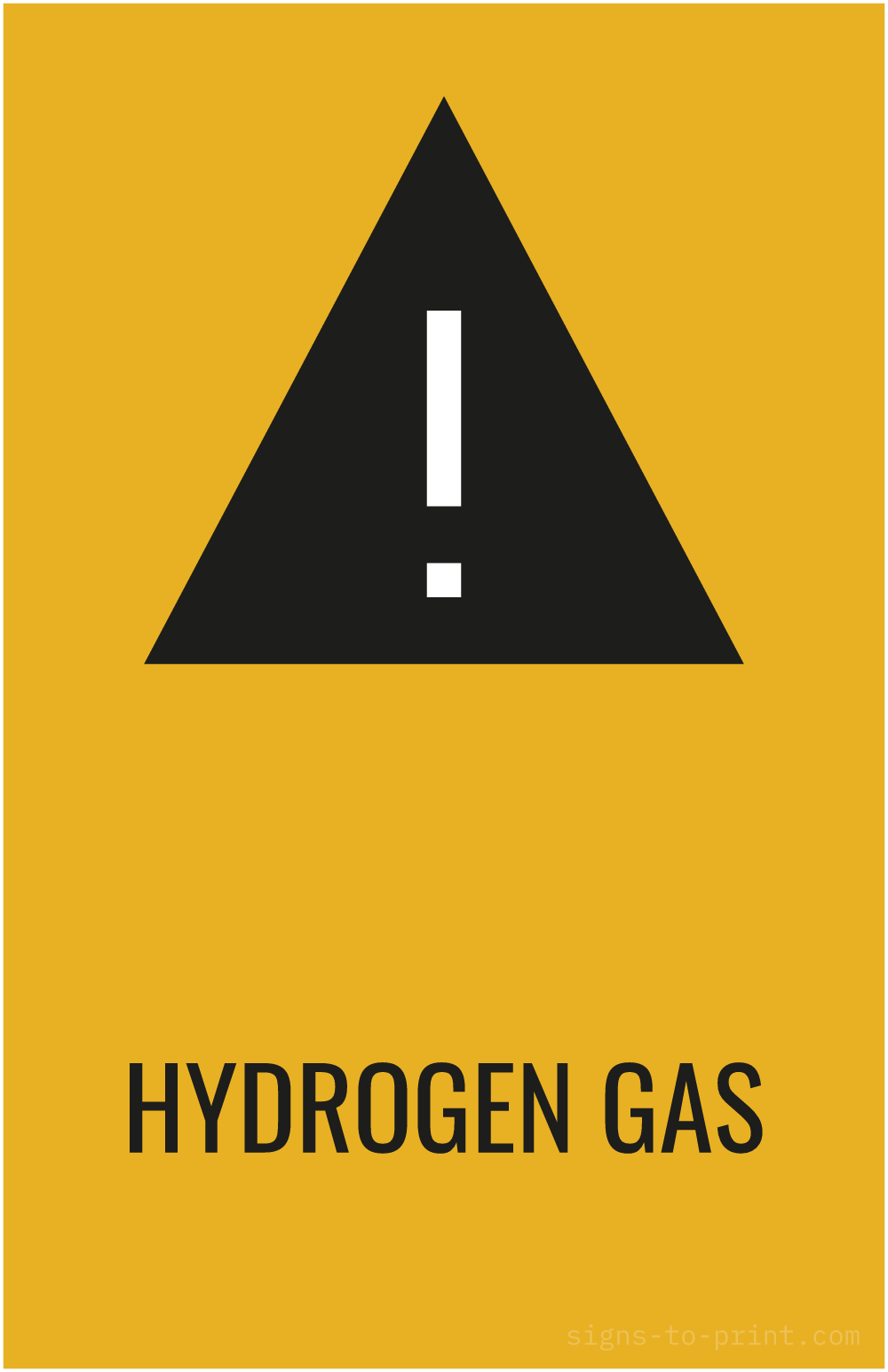 Free printable Hydrogen Gas 11 x 17 sign, Orange / Black, 11 x 17 download