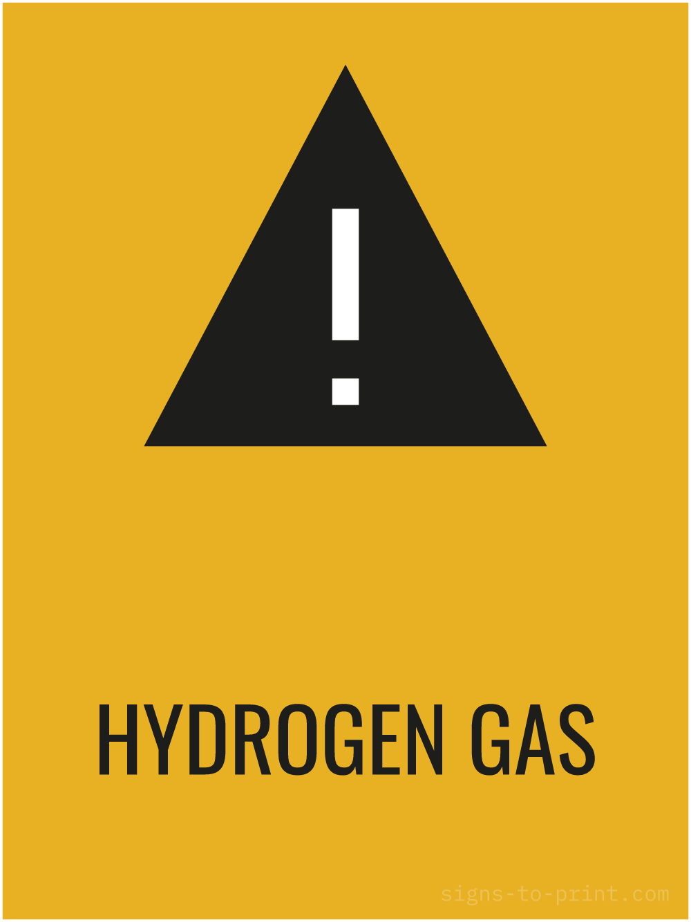 Free printable Hydrogen Gas 18 x 24 sign, Orange / Black, 18 x 24 download