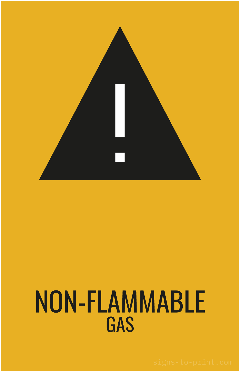 Free printable Non-Flammable Gas 11 x 17 sign, Orange / Black, 11 x 17 download