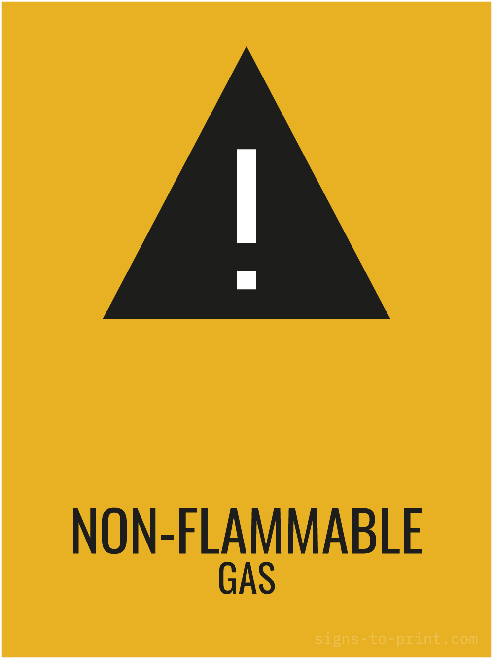 Free printable Non-Flammable Gas 18 x 24 sign, Orange / Black, 18 x 24 download