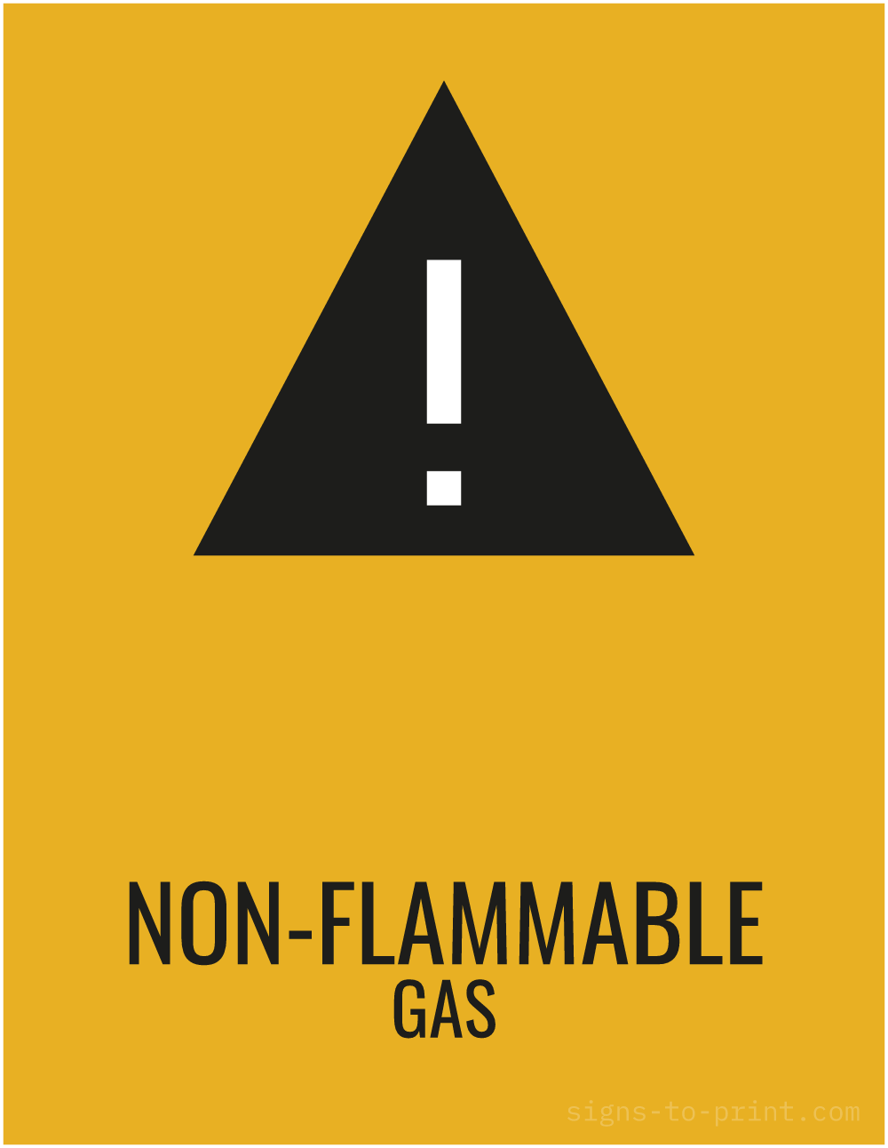 Free printable Non-Flammable Gas 8.5 x 11 sign, Orange / Black, 8.5 x 11 download