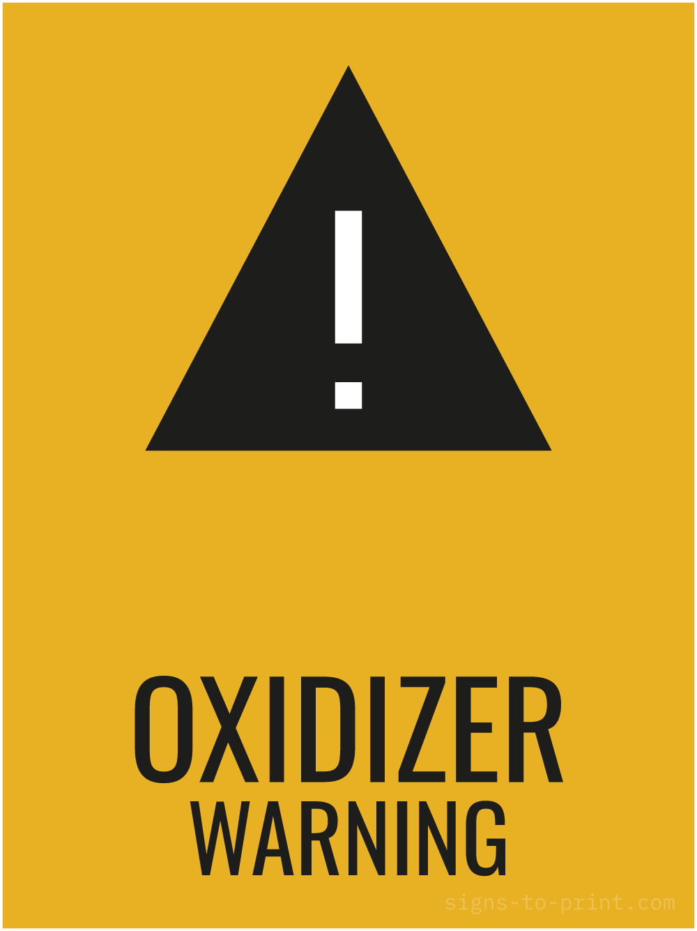 Free printable Oxidizer Warning 18 x 24 sign, Orange / Black, 18 x 24 download