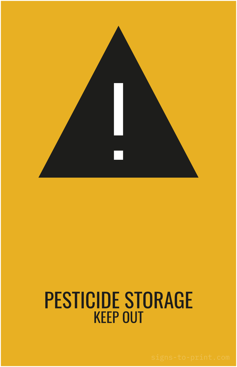 Free printable Pesticide Storage Keep Out 11 x 17 sign, Orange / Black, 11 x 17 download