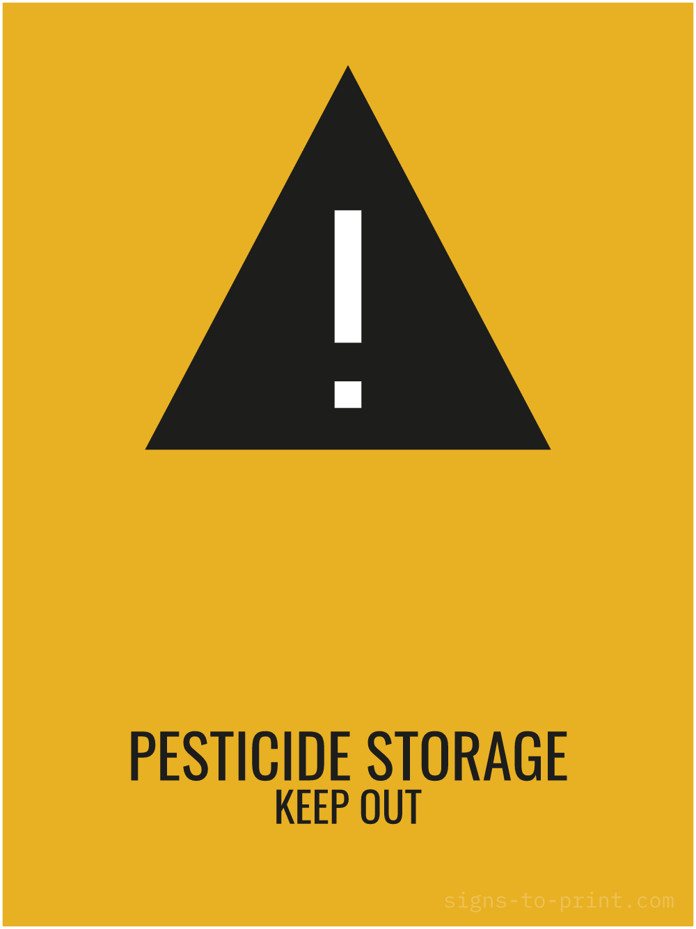 Free printable Pesticide Storage Keep Out 18 x 24 sign, Orange / Black, 18 x 24 download
