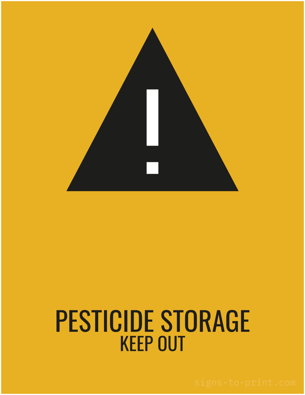 Free printable Pesticide Storage Keep Out 8.5 x 11 sign, Orange / Black, 8.5 x 11 download