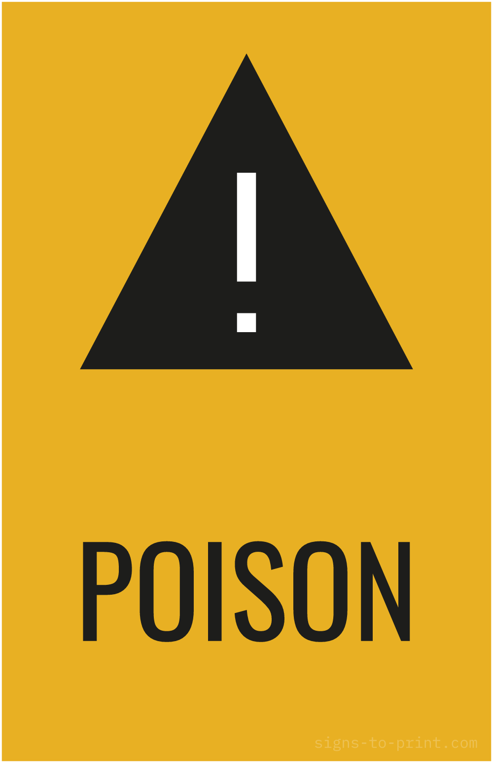 Free printable Poison 11 x 17 sign, Orange / Black, 11 x 17 download