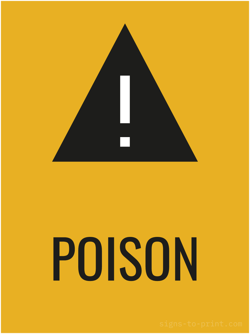 Free printable Poison 18 x 24 sign, Orange / Black, 18 x 24 download