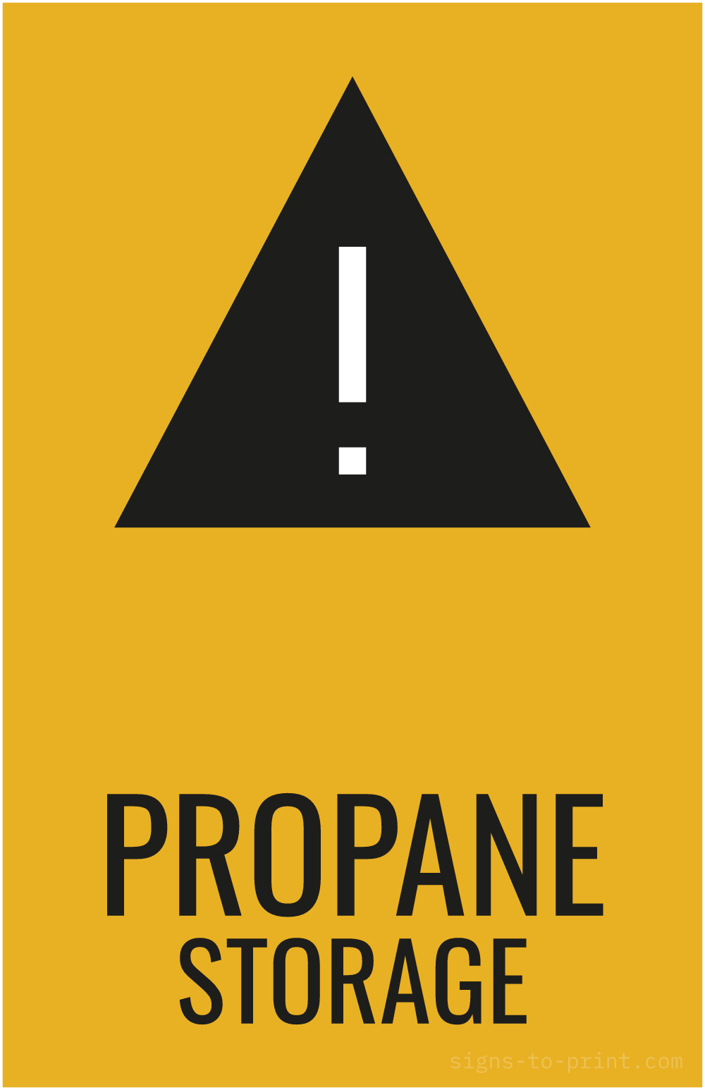 Free printable Propane Storage 11 x 17 sign, Orange / Black, 11 x 17 download