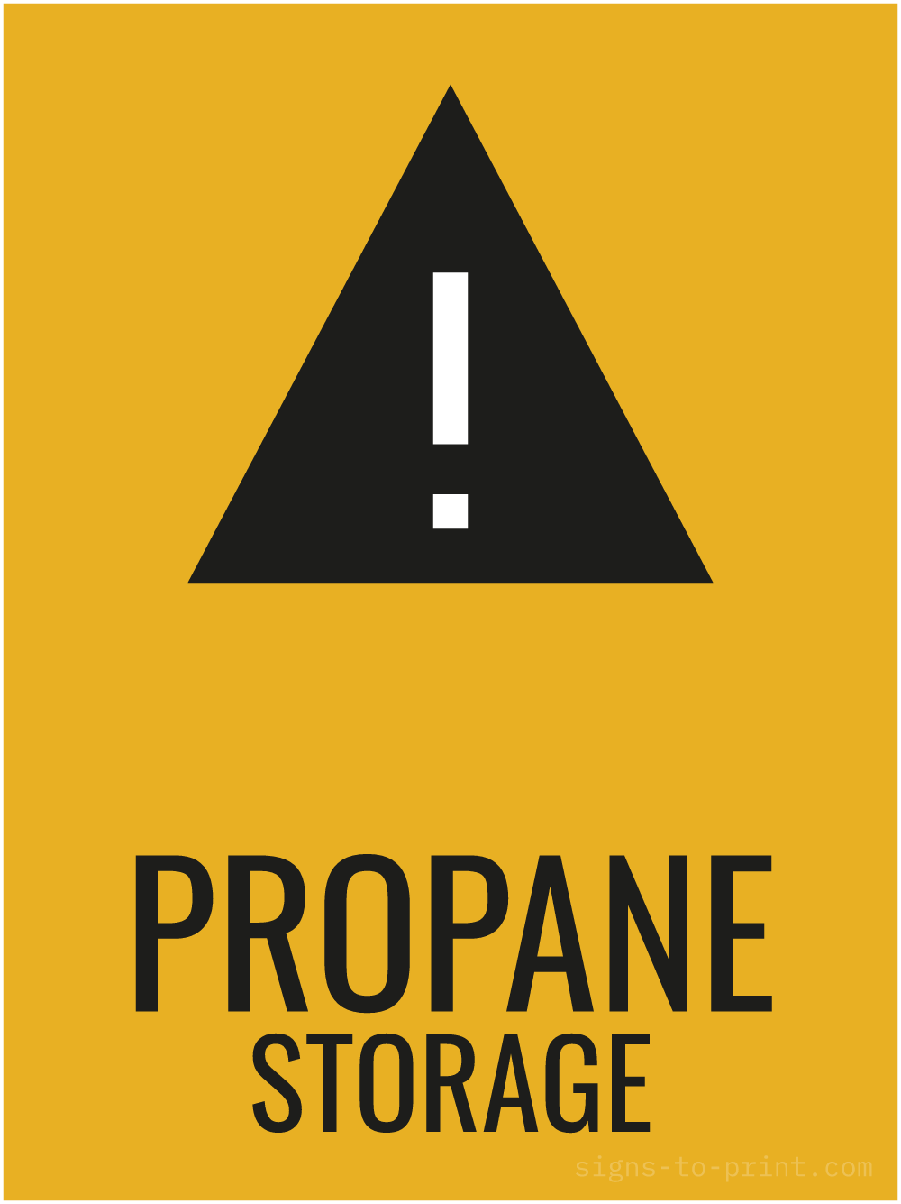 Free printable Propane Storage 18 x 24 sign, Orange / Black, 18 x 24 download