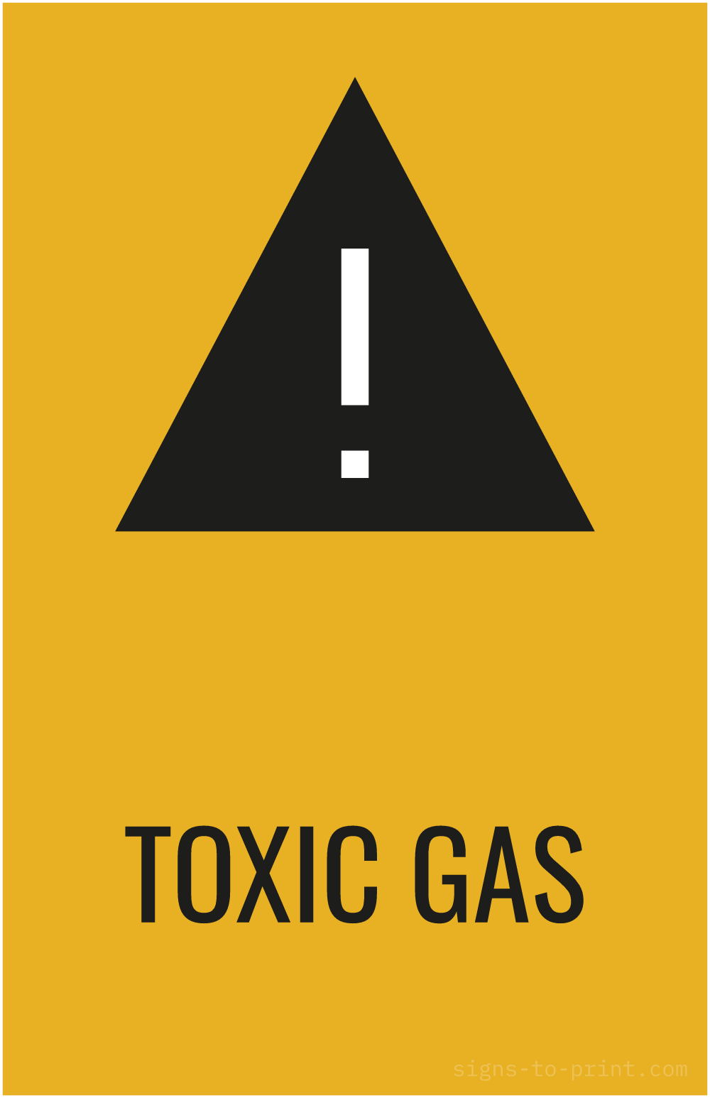 Free printable Toxic Gas 11 x 17 sign, Orange / Black, 11 x 17 download
