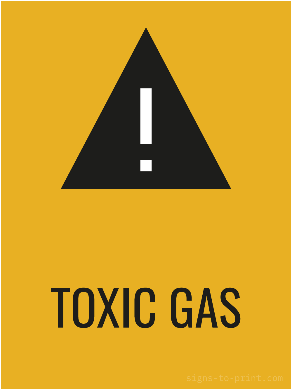 Free printable Toxic Gas 18 x 24 sign, Orange / Black, 18 x 24 download