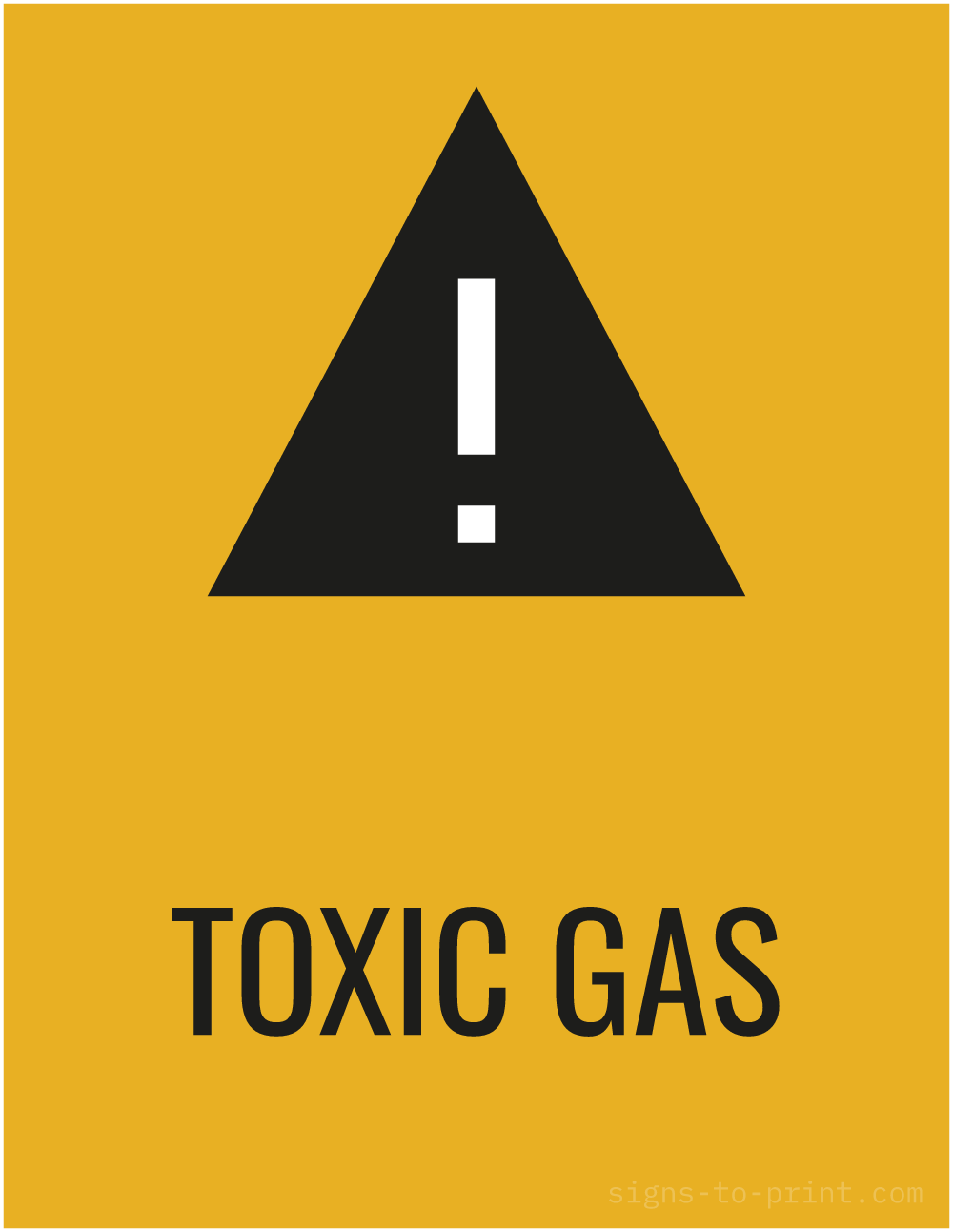Free printable Toxic Gas 8.5 x 11 sign, Orange / Black, 8.5 x 11 download