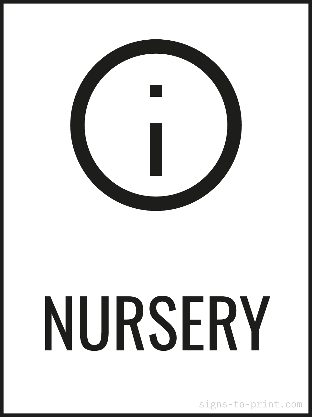 Free printable Nursery 18 x 24 sign, Black / White, 18 x 24 download