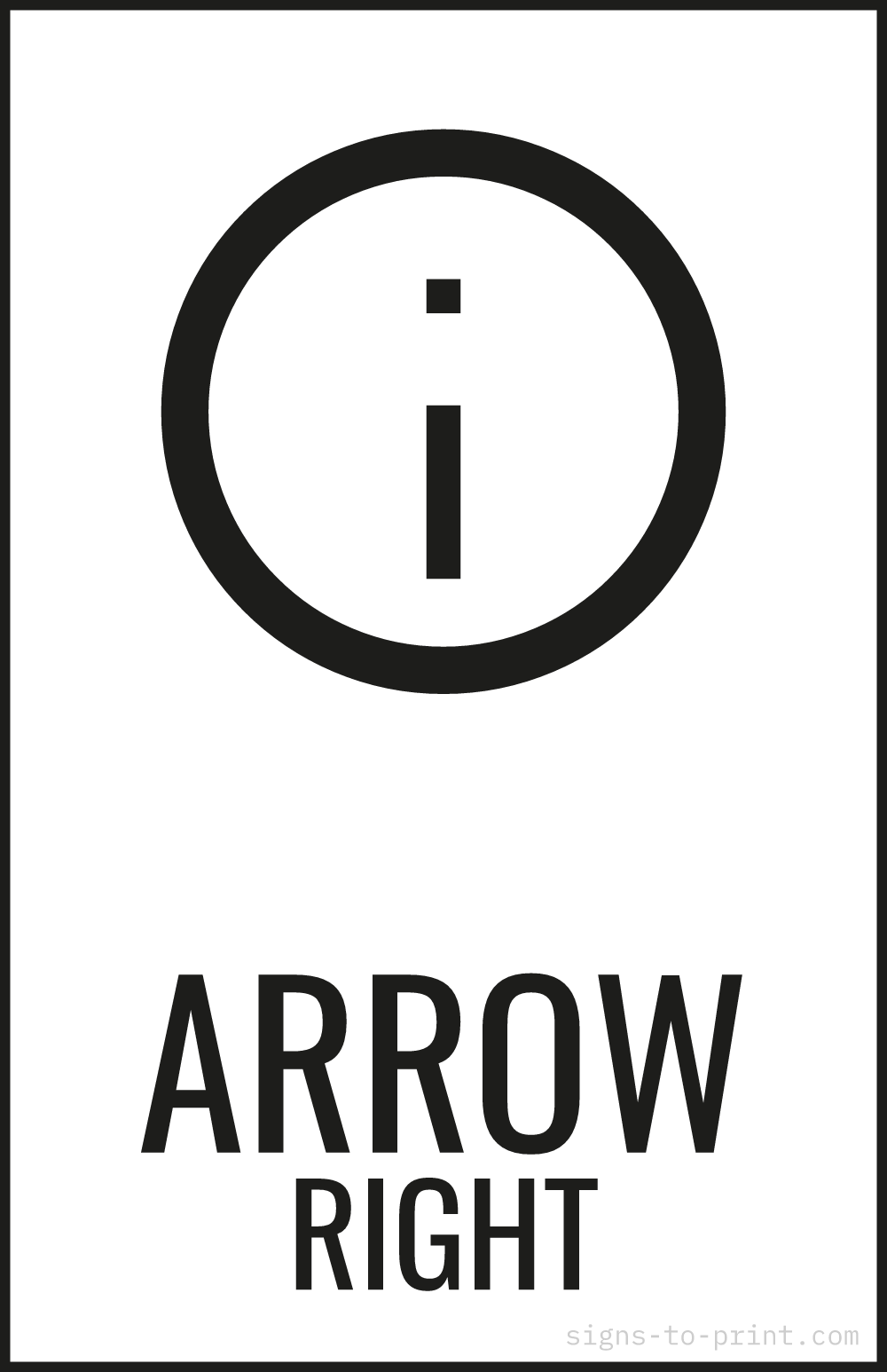 Free printable Arrow Right 11 x 17 sign, Black / White, 11 x 17 download