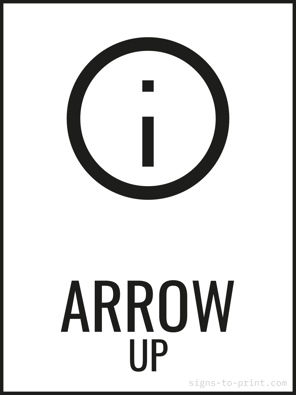 Free printable Arrow Up 18 x 24 sign, Black / White, 18 x 24 download