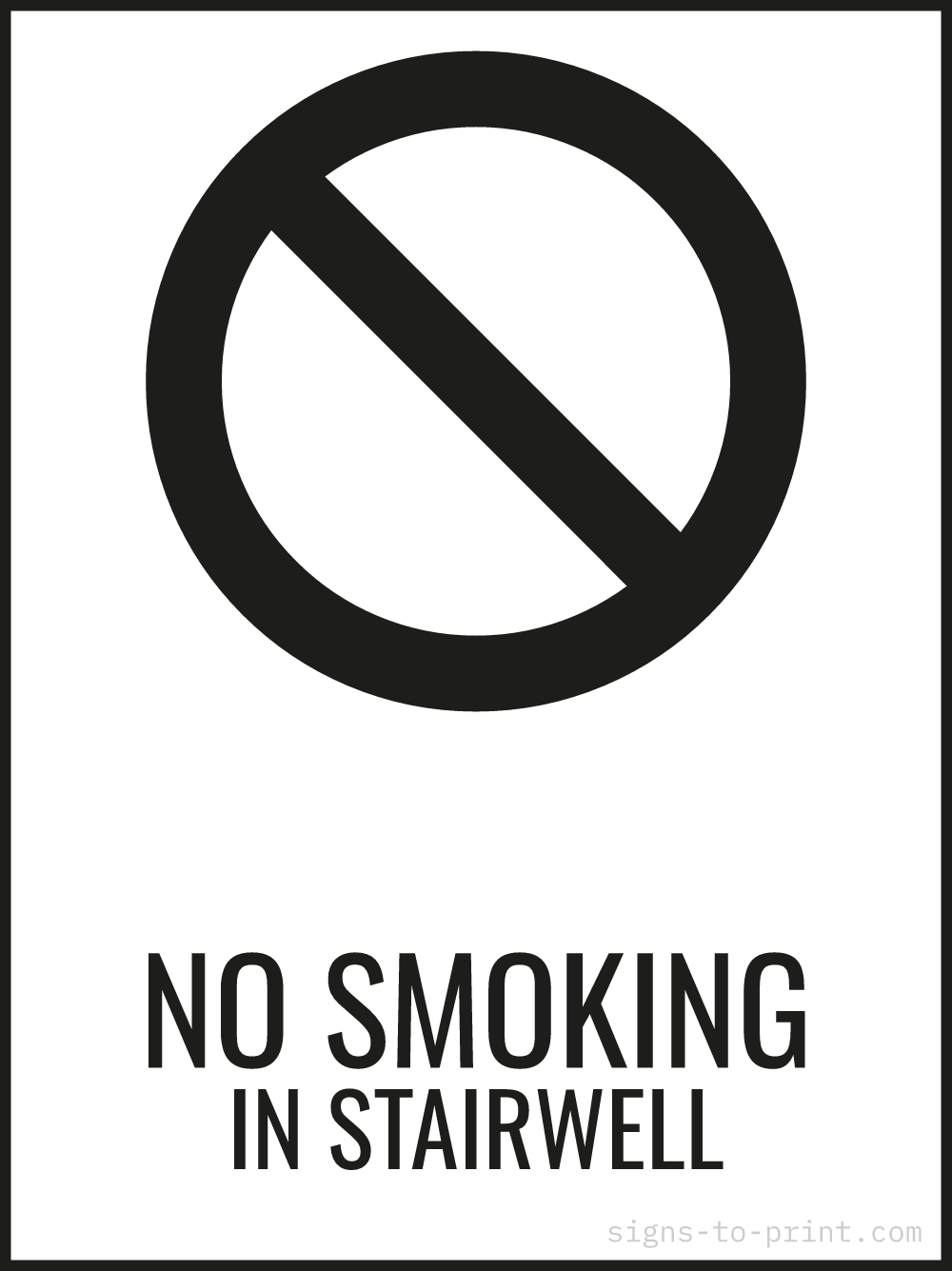 Free printable No Smoking in Stairwell 18 x 24 sign, Black / White, 18 x 24 download