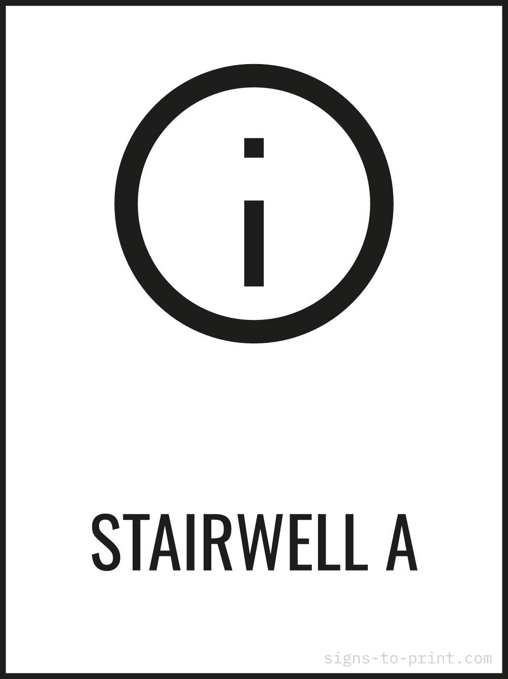 Free printable Stairwell A 18 x 24 sign, Black / White, 18 x 24 download