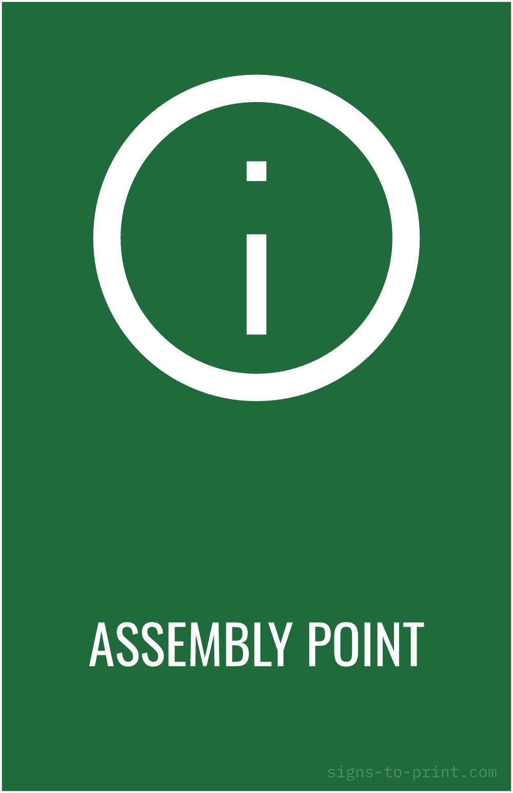 Free printable Assembly Point 11 x 17 sign, Green / White, 11 x 17 download