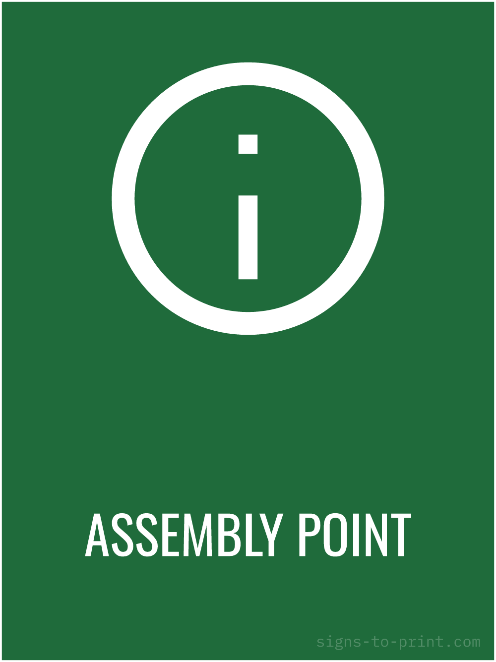 Free printable Assembly Point 18 x 24 sign, Green / White, 18 x 24 download