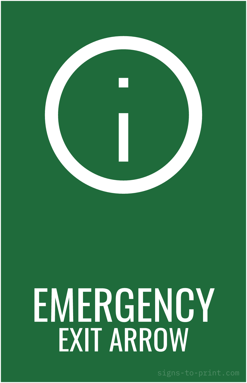 Free printable Emergency Exit Arrow 11 x 17 sign, Green / White, 11 x 17 download