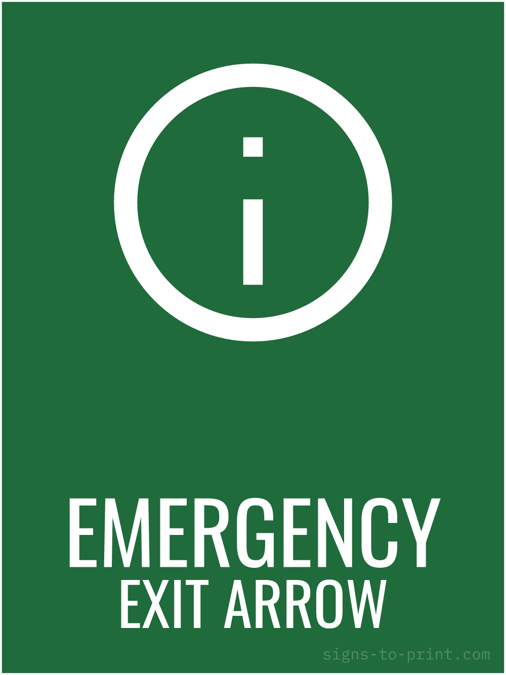 Free printable Emergency Exit Arrow 18 x 24 sign, Green / White, 18 x 24 download