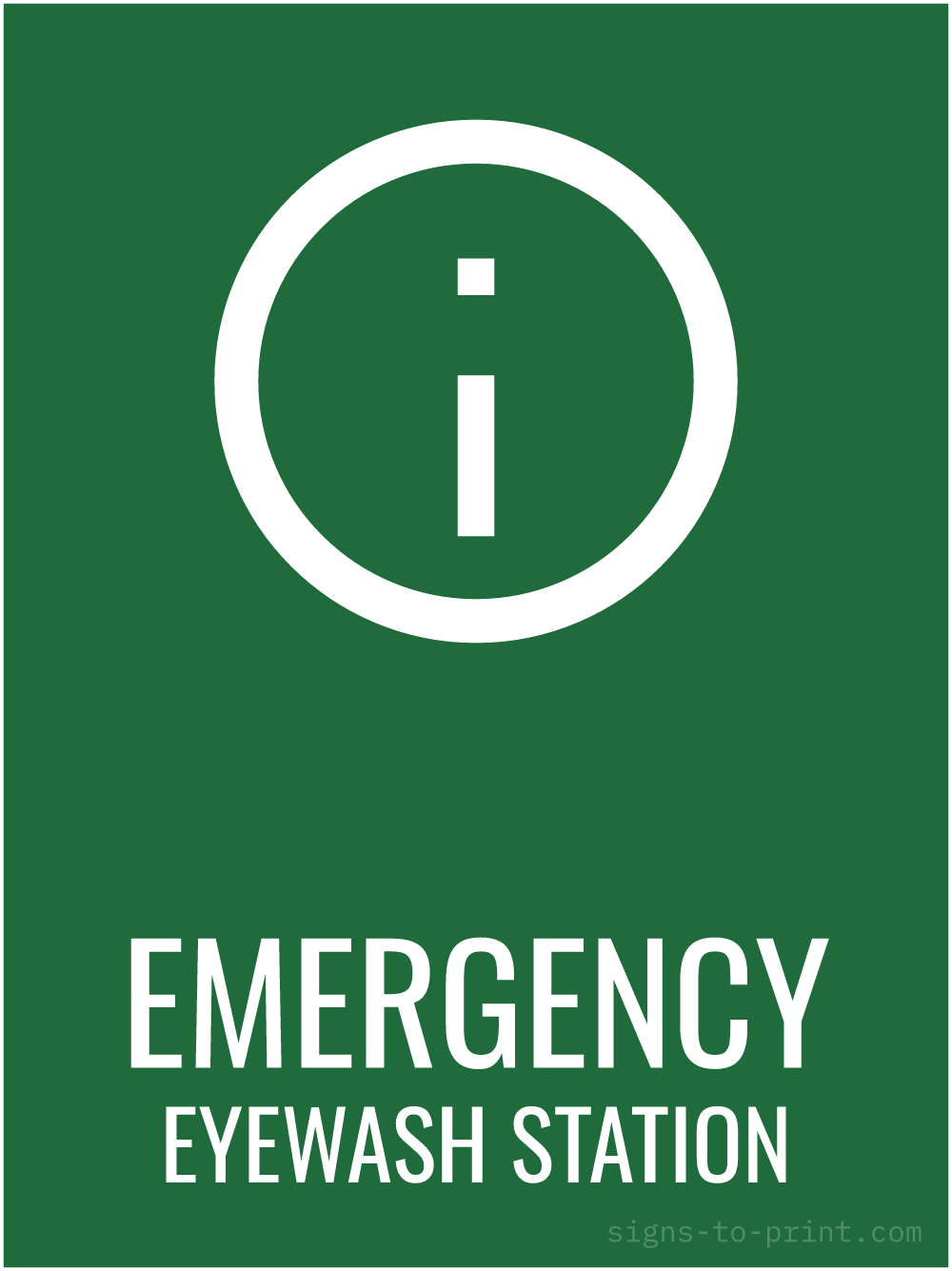 Free printable Emergency Eyewash Station 18 x 24 sign, Green / White, 18 x 24 download