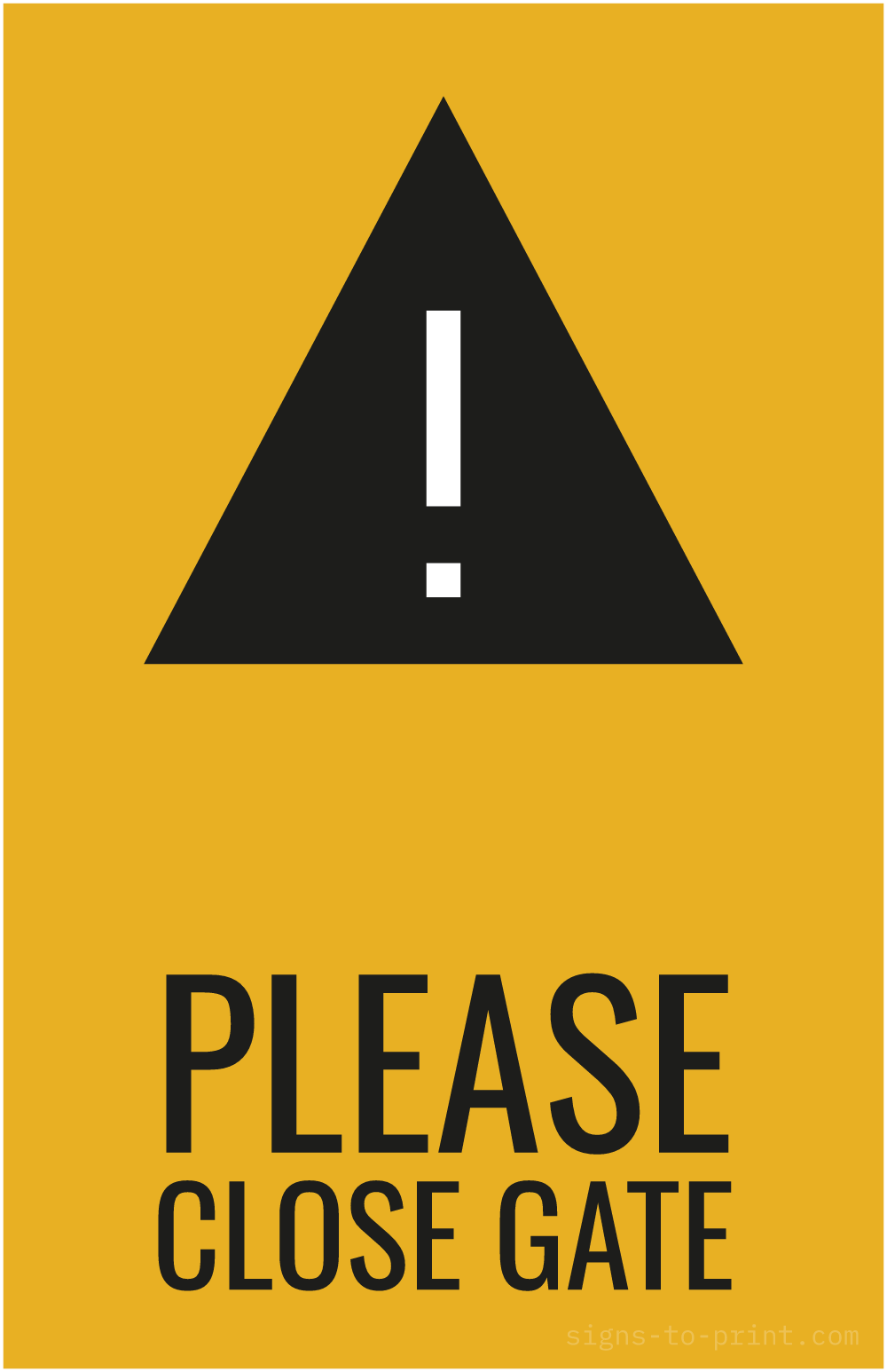 Free printable Please Close Gate 11 x 17 sign, Orange / Black, 11 x 17 download