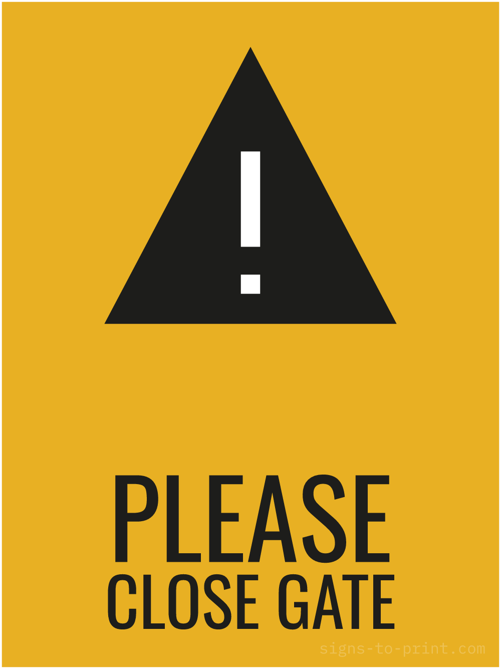 Free printable Please Close Gate 18 x 24 sign, Orange / Black, 18 x 24 download