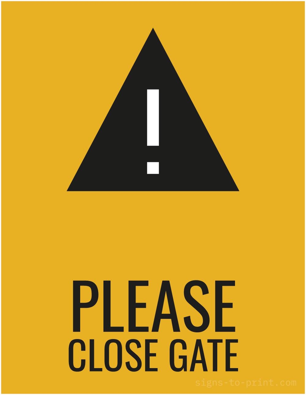 Free printable Please Close Gate 8.5 x 11 sign, Orange / Black, 8.5 x 11 download