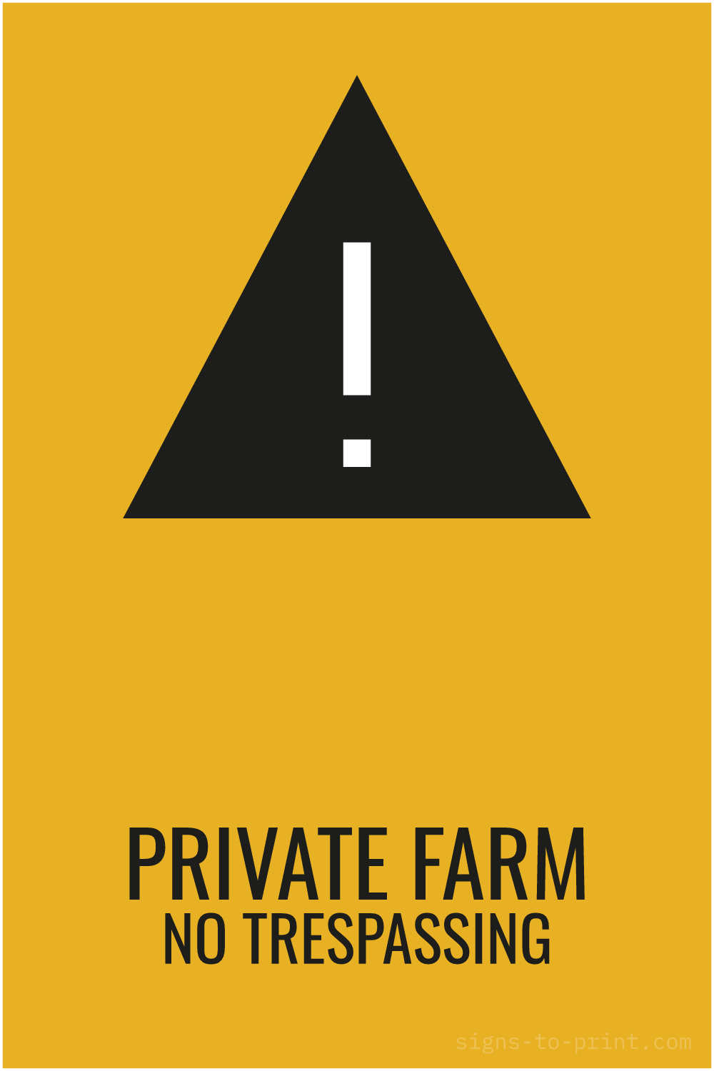 Free printable Private Farm No Trespassing sign, Orange / Black, 12x18 in