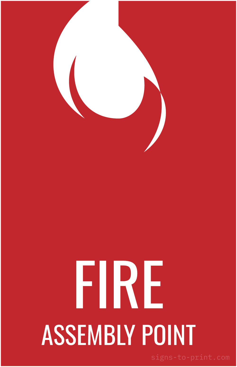 Free printable Fire Assembly Point 11 x 17 sign, Red / White, 11 x 17 download