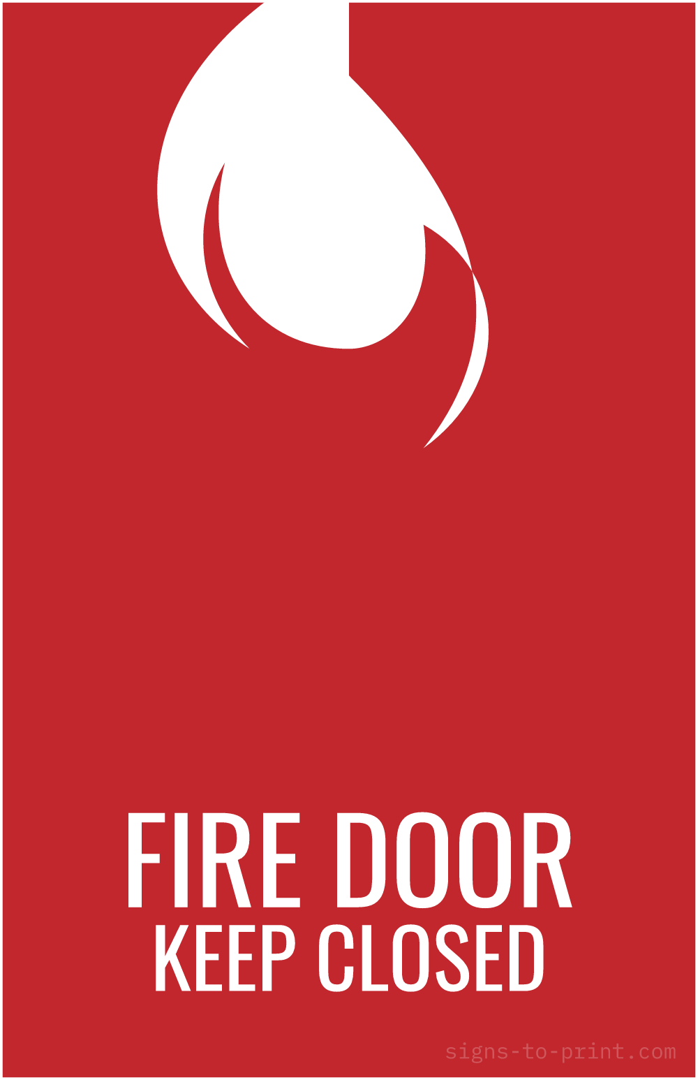 Free printable Fire Door Keep Closed 11 x 17 sign, Red / White, 11 x 17 download