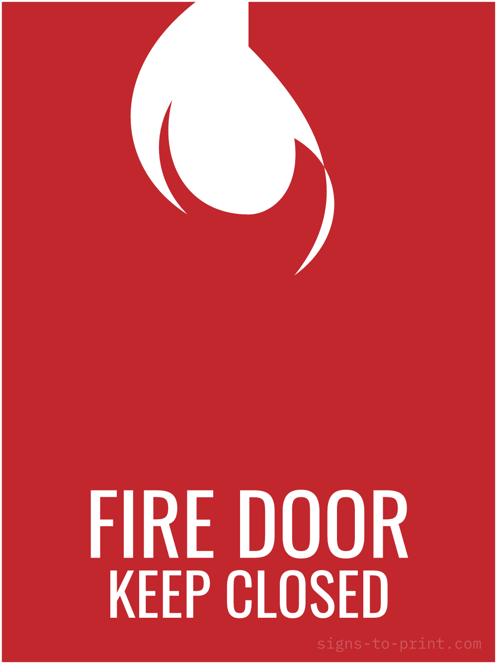 Free printable Fire Door Keep Closed 18 x 24 sign, Red / White, 18 x 24 download