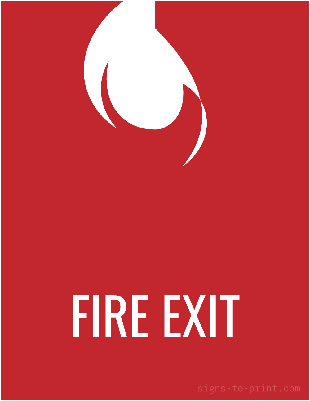 Free printable Fire Exit sign, Red / White, 8.5x11 in