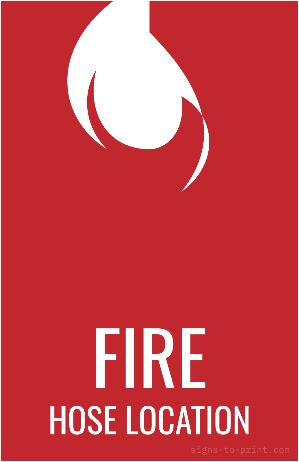 Free printable Fire Hose Location 11 x 17 sign, Red / White, 11 x 17 download