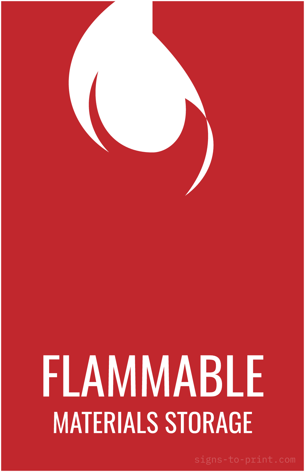 Free printable Flammable Materials Storage 11 x 17 sign, Red / White, 11 x 17 download