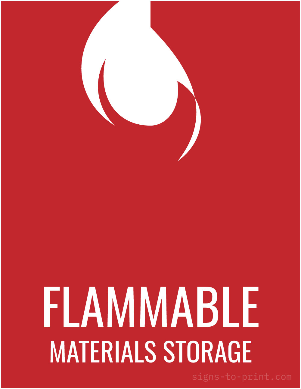 Free printable Flammable Materials Storage sign, Red / White, 8.5x11 in